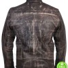 BROWN DISTRESSED LEATHER MOTORCYCLE JACKET