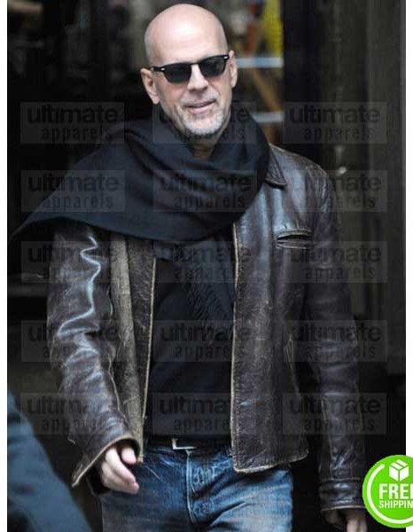Bruce Willis Brown Distressed Leather Jacket