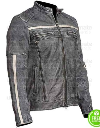 CAFE RACER DISTRESSED LEATHER JACKET