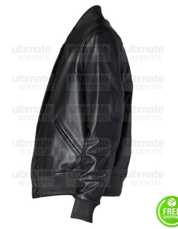 CLASSIC MEN'S BLACK LEATHER VARSITY JACKET