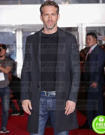 DEADPOOL 2 EVENT RYAN REYNOLDS (WADE WILSON) BLACK COTTON COAT