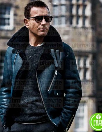 EWAN MCGREGOR BLACK BIKER SHEARLING JACKET