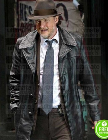 GOTHAM DONAL LOGUE (HARVEY BULLOCK) BLACK LEATHER COAT