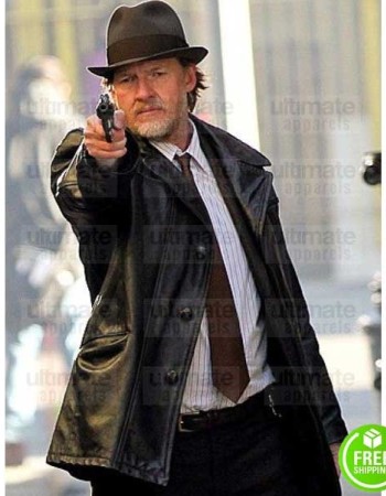 GOTHAM DONAL LOGUE (HARVEY BULLOCK) BLACK LEATHER COAT
