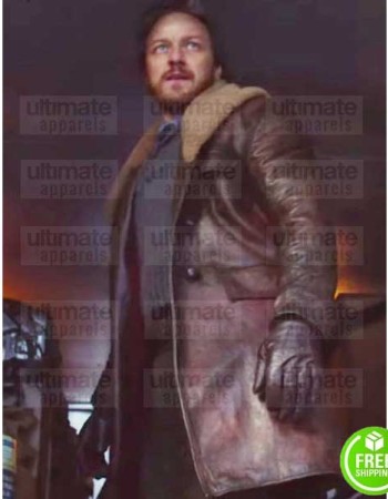 HIS DARK MATERIAL JAMES MCAVOY (LORD ASRIEL) FUR COLLAR LEATHER COAT