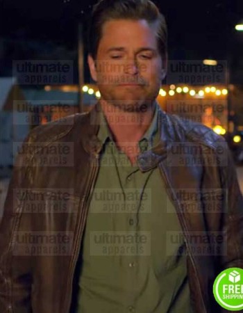 HOLIDAY IN THE WILD ROB LOWE (DEREK) BROWN DISTRESSED LEATHER JACKET
