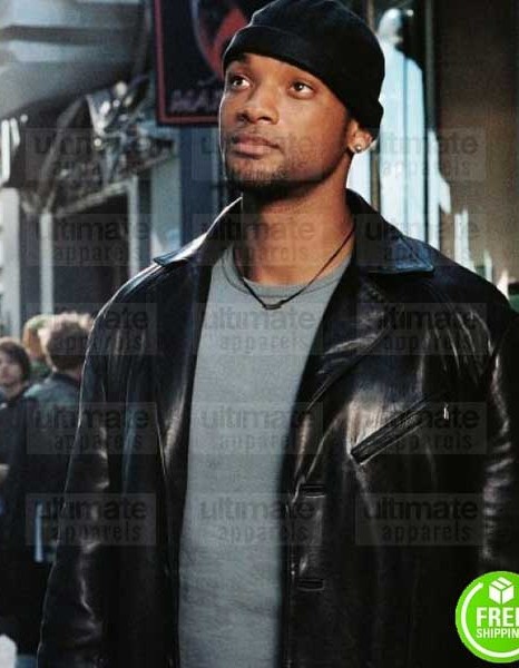 I, ROBOT WILL SMITH (DETECTIVE DEL SPOONER) TRENCH LEATHER COAT
