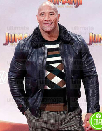 JUMANJI THE NEXT LEVEL DWAYNE JOHNSON (BRAVESTONE) BLACK FUR COLLAR JACKET