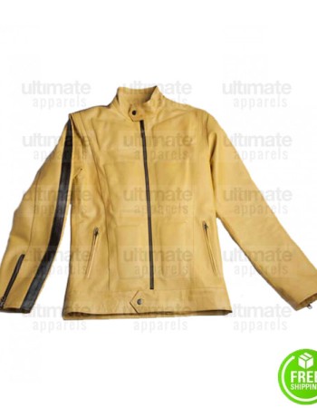 KILL BILL YELLOW SLIM FIT LEATHER JACKET