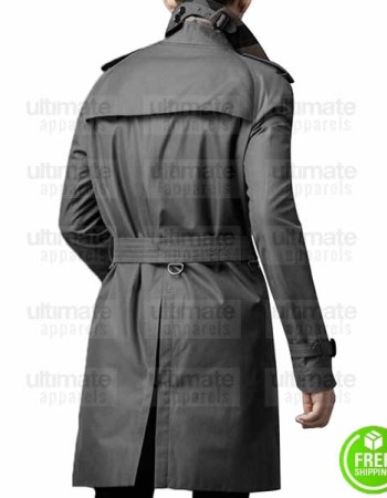 MEN'S BURBERRY STYLE TRENCH GREY COTTON COAT