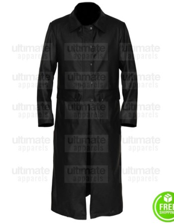 MEN'S BLACK LEATHER TRENCH COAT