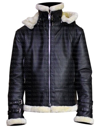 B3 SHEARLING BLACK BOMBER LEATHER JACKET