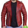 BLOOD RED BIKER LEATHER JACKET