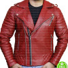 BLOOD RED BIKER LEATHER JACKET
