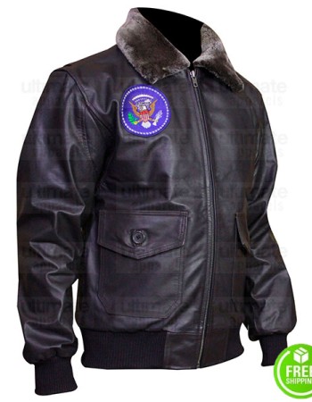 John F Kennedy JFK Air Force One Bomber Aviator Black Jacket