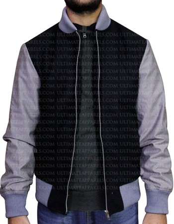 BLACK VARSITY LETTERMAN BOMBER JACKET