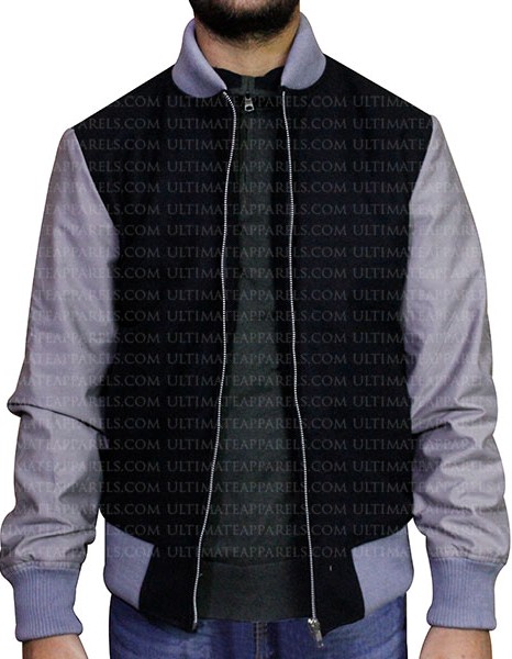 BLACK VARSITY LETTERMAN BOMBER JACKET