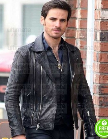 ONCE UPON A TIME COLIN O'DONOGHUE (CAPTAIN HOOK) BLACK LEATHER JACKET