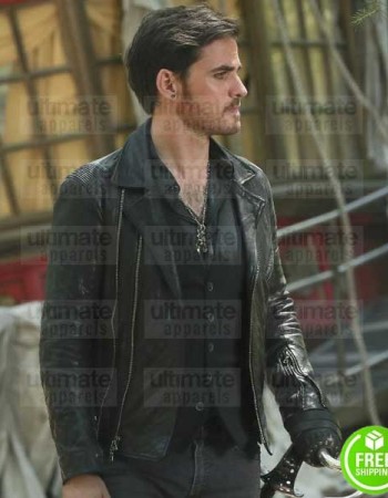 ONCE UPON A TIME COLIN O'DONOGHUE (CAPTAIN HOOK) BLACK LEATHER JACKET