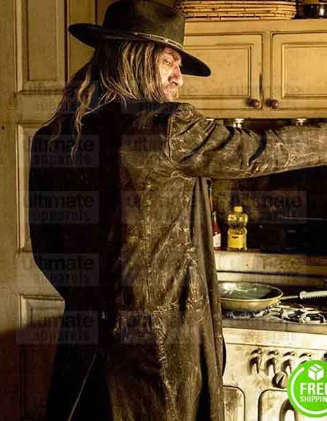 PREACHER GRAHAM MCTAVISH (THE COWBOY) DISTRESSED LEATHER COAT