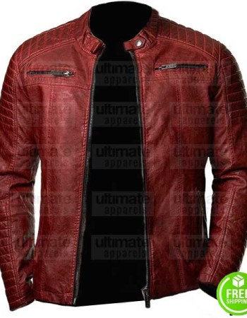 RED DISTRESSED LEATHER JACKET