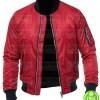 MEN'S RED SATIN BOMBER JACKET 