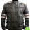 MEN'S RETRO GREY STRIPES BLACK LEATHER JACKET