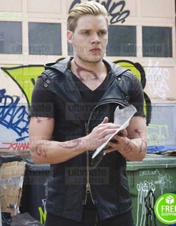 SHADOWHUNTERS DOMINIC SHERWOOD (JACE HERONDALE) BLACK LEATHER VEST