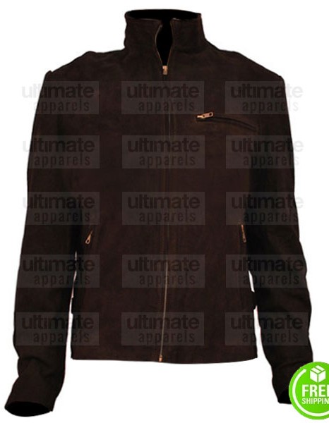 SLIM FIT DARK BROWN SUEDE LEATHER JACKET