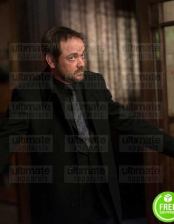 SUPERNATURAL MARK SHEPPARD (CROWLEY) WOOL BLACK COAT