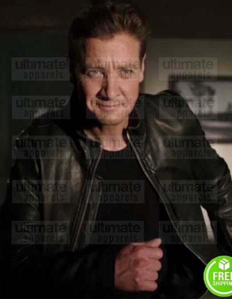 TAG JEREMY RENNER (JERRY PIERCE) BLACK LEATHER JACKET