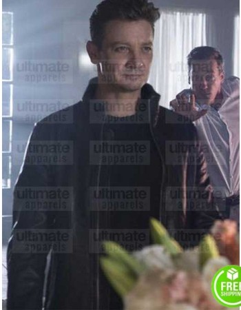 TAG JEREMY RENNER (JERRY PIERCE) BLACK LEATHER JACKET