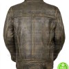 MEN'S CAFE RACER TRIPLE STITCHED GREEN DISTRESSED LEATHER JACKET