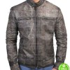 CAFE RACER TRIPLE STITCHED BLACK DISTRESSED LEATHER JACKET