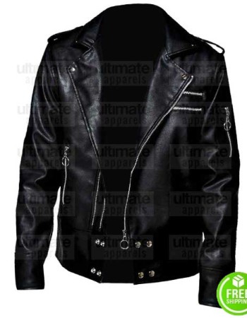 MEN'S VEGAN BLACK LEATHER BIKER JACKET