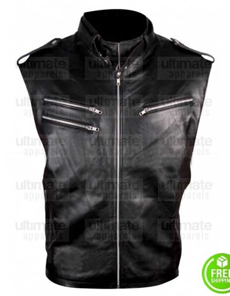 WWE DAVE BAUTISTA BLACK LEATHER VEST