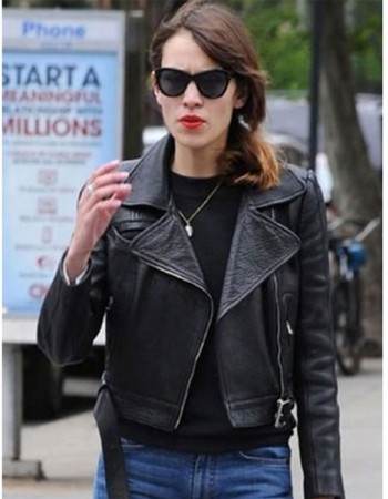 ALEXA CHUNG BLACK BIKER LETAHER JACKET