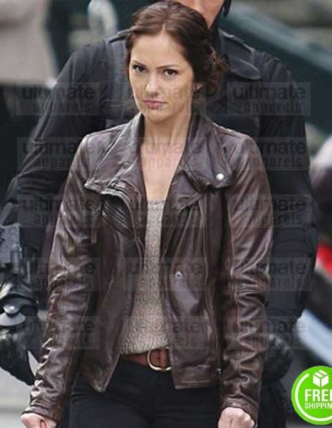 ALMOST HUMAN MINKA KELLY (VALERIE STAHL) BROWN LEATHER JACKET