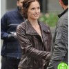 ALMOST HUMAN MINKA KELLY (VALERIE STAHL) BROWN LEATHER JACKET