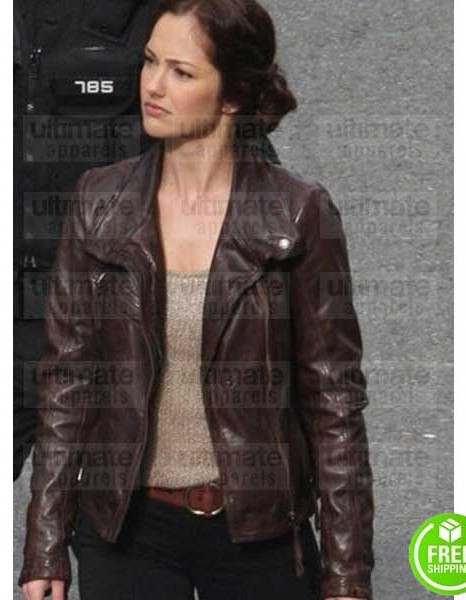 ALMOST HUMAN MINKA KELLY (VALERIE STAHL) BROWN LEATHER JACKET
