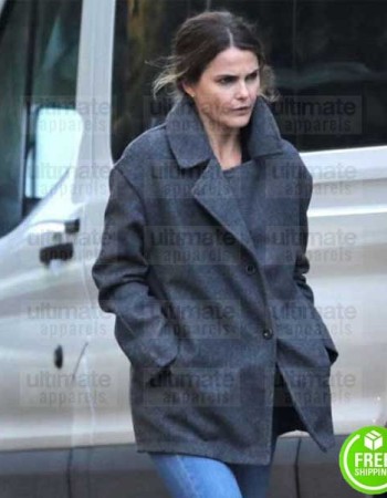 ANTLERS KERI RUSSELL (JULIA MEADOWS) GREY WOOL COAT