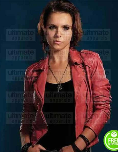 BATES MOTEL PALOMA KWIATKOWSKI (CODY BRENNAN) RED LEATHER JACKET