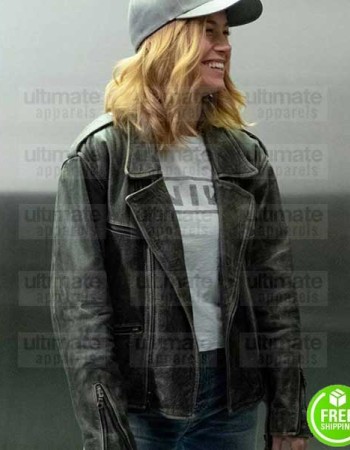 CAPTAIN MARVEL BRIE LARSON BLACK LEATHER JACKET
