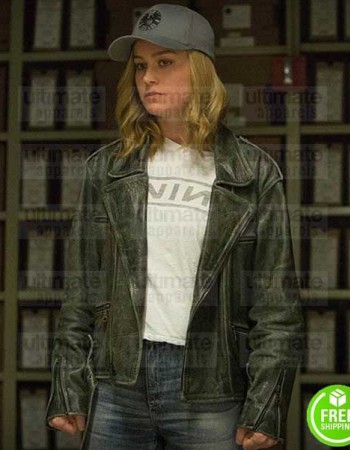 CAPTAIN MARVEL BRIE LARSON BLACK LEATHER JACKET