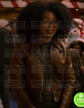 CHILLING ADVENTURES OF SABRINA JAZ SINCLAIR (ROSALIND WALKER) BROWN LEATHER JACKET