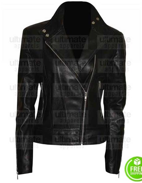 FRINGE ANNA TORV (OLIVIA DUNHAM) BLACK BIKER JACKET