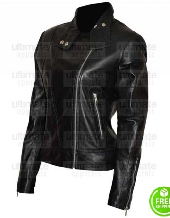 FRINGE ANNA TORV (OLIVIA DUNHAM) BLACK BIKER JACKET
