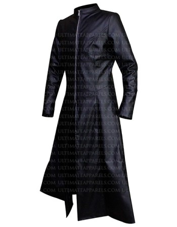 Matrix Reloaded Trinity Carrie-Anne Moss Trench Leather Coat