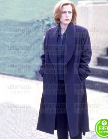 THE X-FILES GILLIAN ANDERSON (DANA SCULLY) BLUE WOOL COAT