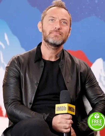 ACURA FESTIVAL VILLAGE JUDE LAW BLACK LEATHER JACKET